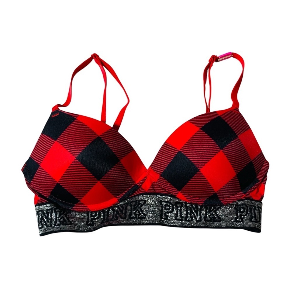 Pink Victoria’s Secret 32 B Plaid Bra‎